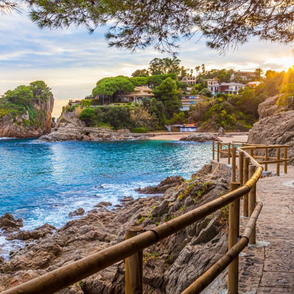 Costa Brava bay and beach with turquoise waters.