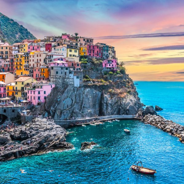 Panoramic view of picturesque village Manarola, Cinque Terre, Italy.